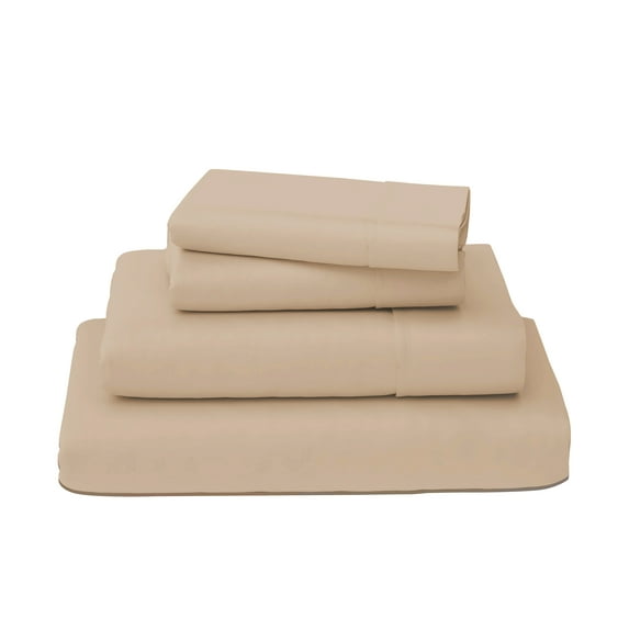Dormir Fine Linen 100% Cotton Full Sheets Set, 400 Thread Count Sateen, 4 Piece Sheets Set, Color Beige
