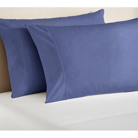 Dormir Fine Linen Set of 2 Pillow Cases, 100% Cotton, 400 Thread Count Sateen, King 20"x40", Navy Blue