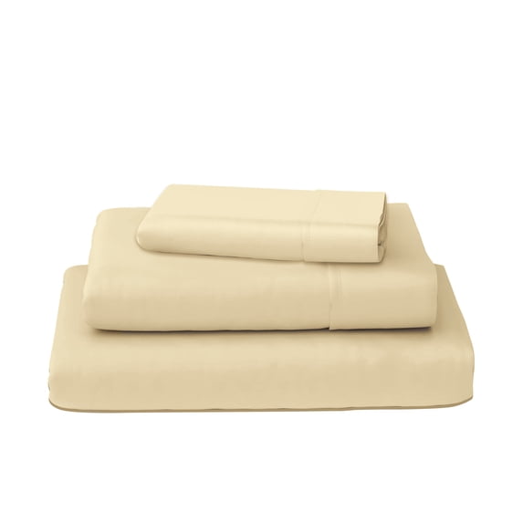 Dormir Ivory Twin XL Cotton Sheets Set 400 Thread Count, 3 Piece Sateen Weave Long Staple Cotton Bed Sheet Set, 16 inches Twin XL Size Deep Pocket Sheet Set