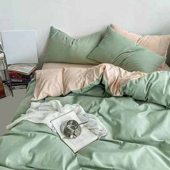 Dormitory Bedding Set under $5! Yannianjz King Size Bedding, 4 Piece Bed Set, Washed Cotton Sheets, Teen Dorm Bedding, Comfortable Sleep Solution, Fresh Color Design, Complete Bedding Package