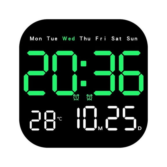 Dormitory Living Room Led Wall Clock Desktop Clock Wall Hanging Hole Adjustable Brightness Alarm Clock Day Of The Week