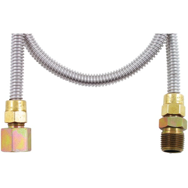 Dormont 48 in Gas Dryer & Water Heater Flex-Line, 1/2 in OD, Stainless Steel, 1/2 in MIP x 1/2