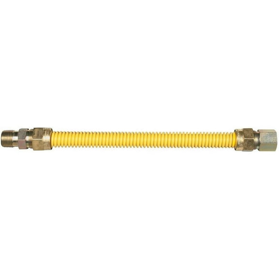Dormont Safety-Shield Gas Appliance Connector 0242479 10C-3132-24B - 3/8 In. OD 1/4 In. ID 1/2 In. MIP X 1/2 In. FIP X 24 In. Length Yellow Coated