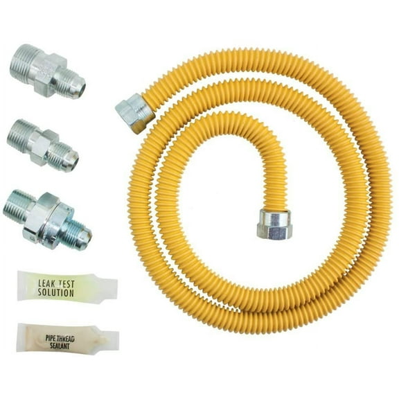 Dormont SmartSense Gas Appliance Connector Kit 0222530 XL30C-313MV6KIT-TS-48B - 5/8 In. OD 1/2 In. ID 1/2 In. MIP X 3/4 In. MIP X 1/2 In. MIP EFV-TS X 48 In. Length Yellow Coated