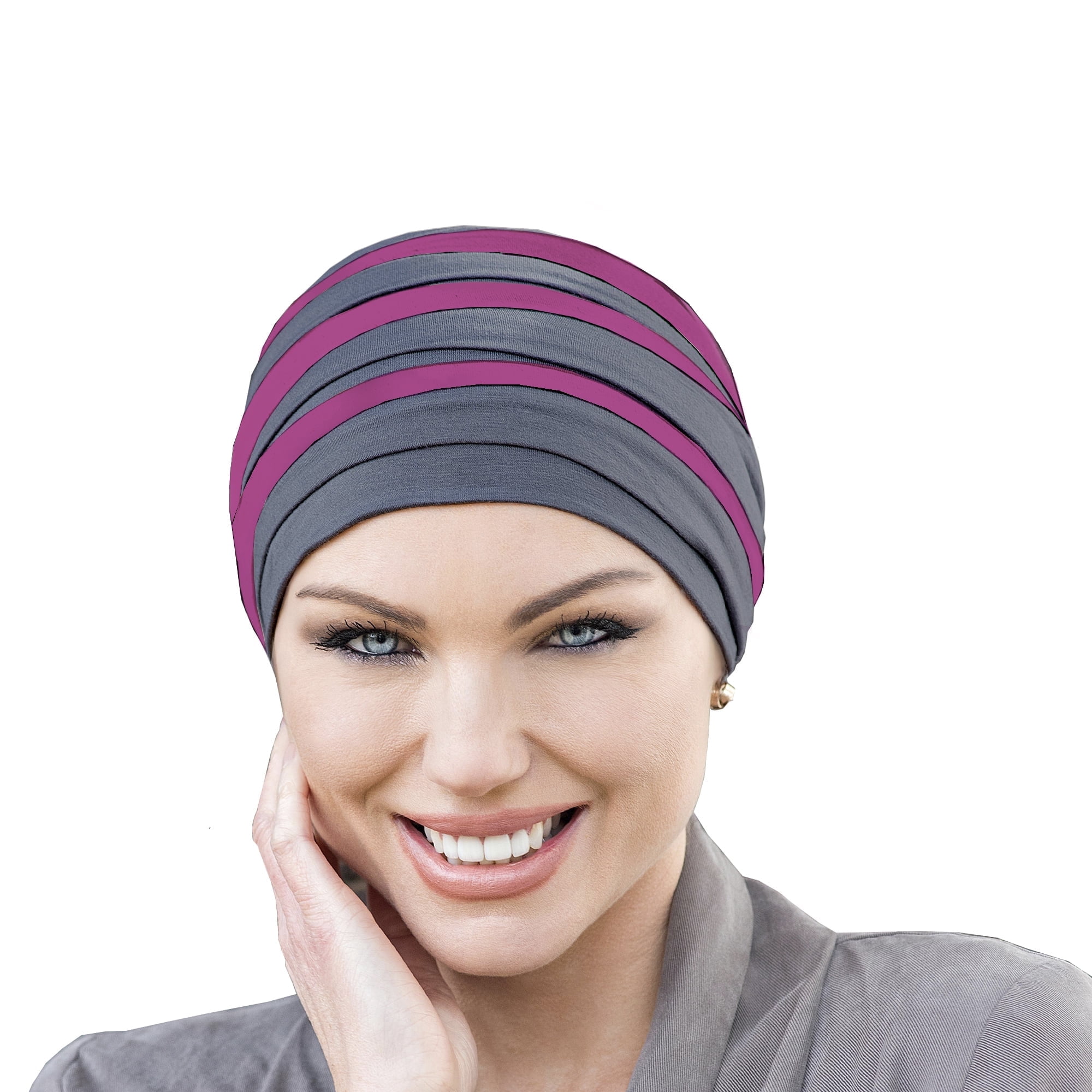 Dorna Bamboo Cozy Chemo headwear Hat for Women with Hair Loss, Hats for Cancer Patients, Soft Chemo Cap (Grey & Pink)