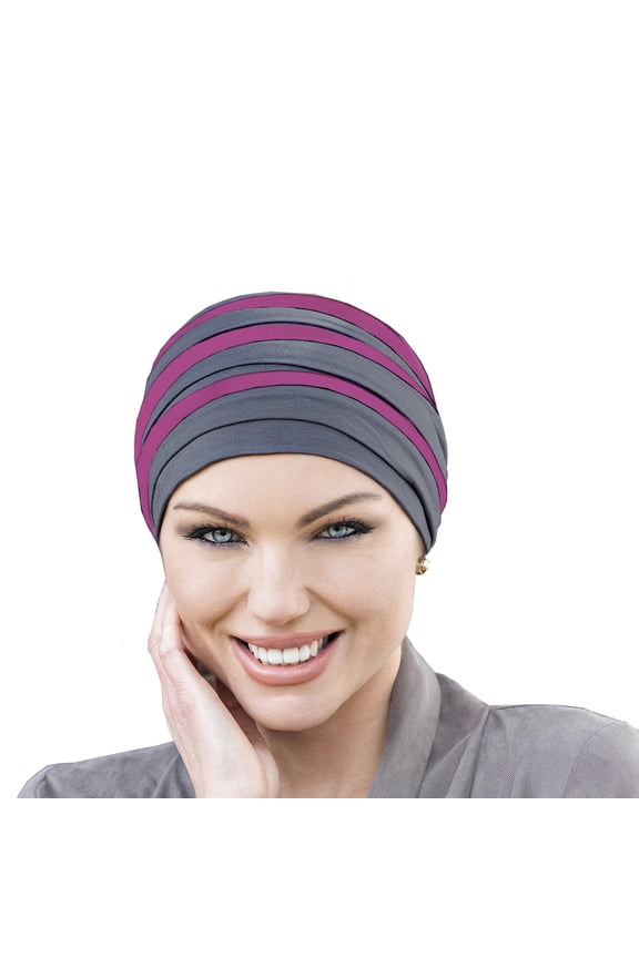 Dorna Bamboo Cozy Chemo headwear Hat for Women with Hair Loss, Hats for Cancer Patients, Soft Chemo Cap (Grey & Pink)