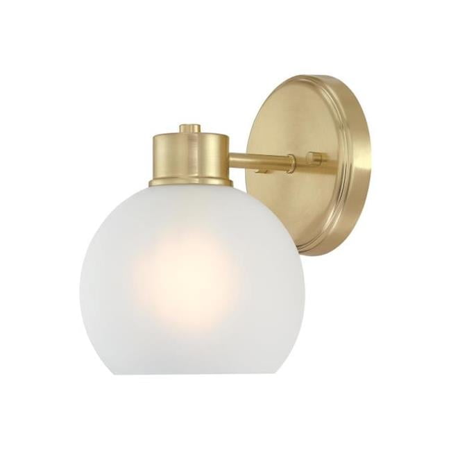 Champagne Brass 9" Wall Sconce with Frosted Glass Globe