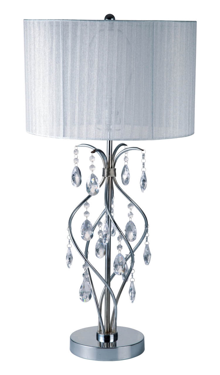 Dorothea Contemporary Hanging Crystal Table Lamp, Silver