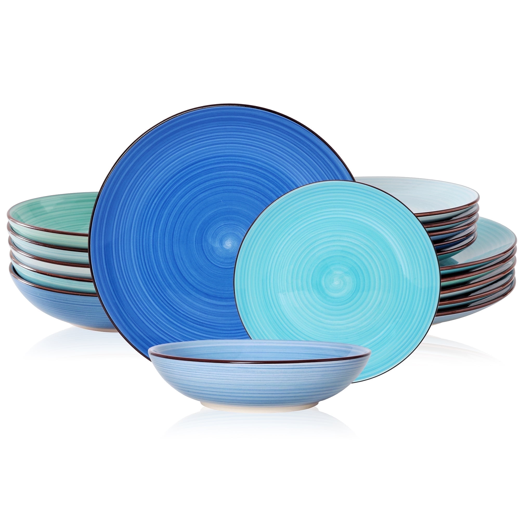 Dorothy 18 Piece Stoneware Dinnerware Set, Blue, Series, Service for 6