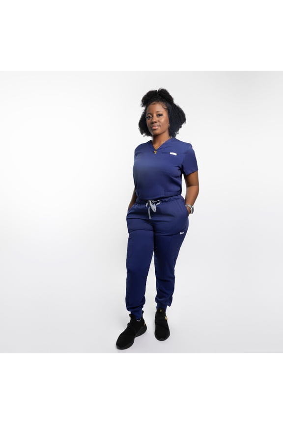 Dorothy 5 pocket joggers scrub set in Blue