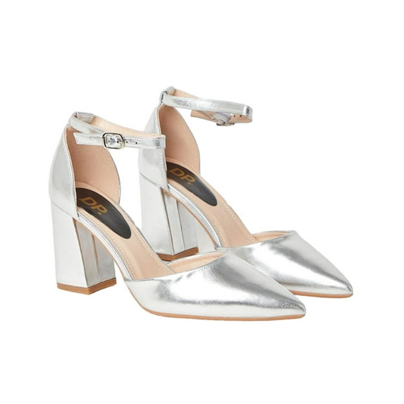 Dorothy Perkins Womens Blanche Pointed Ankle Strap High Block Heel Court Shoes