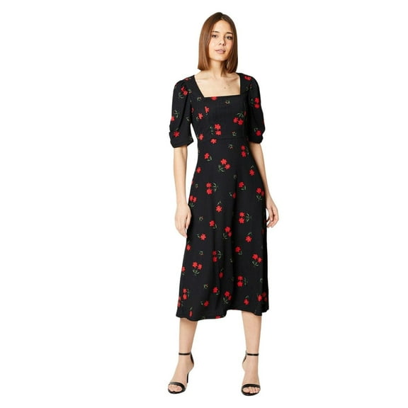 Dorothy Perkins Womens Floral Seamed Midi Dress