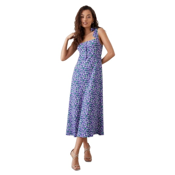 Dorothy Perkins Womens Floral Tie Shoulder Petite Midi Dress
