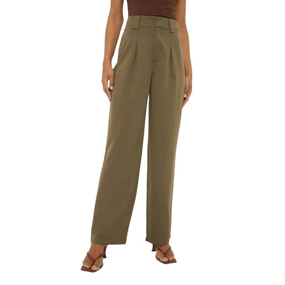 Dorothy Perkins Womens Pleat Front Straight Leg Pants