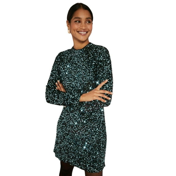 Dorothy Perkins Womens Sequin Velvet Mini Dress