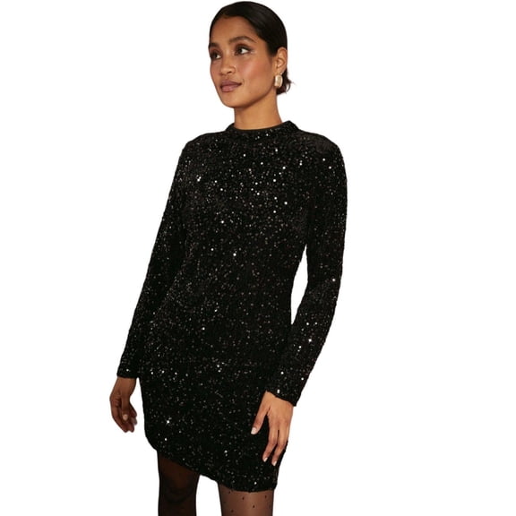 Dorothy Perkins Womens Sequin Velvet Mini Dress