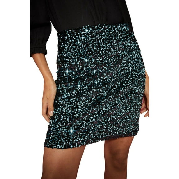 Dorothy Perkins Womens Sequin Velvet Mini Skirt
