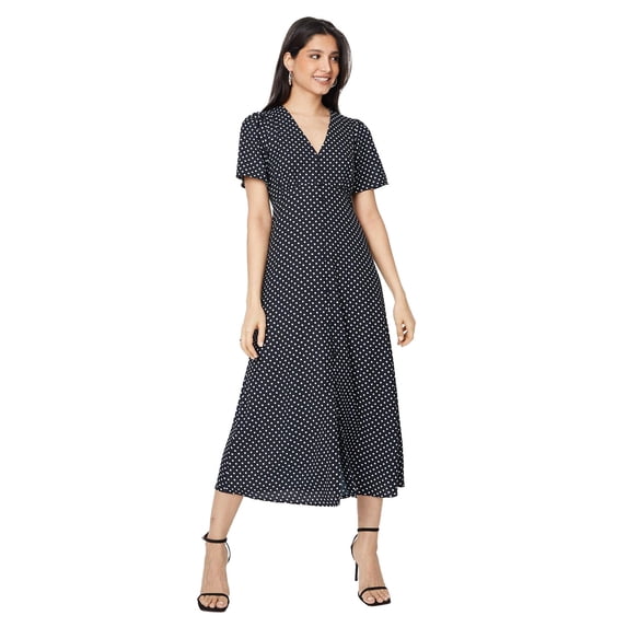 Dorothy Perkins Womens Spotted Button Through Flutter Midi Dress