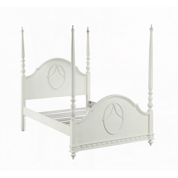 Dorothy Ivory Finish Twin Bed - Arched Design with 13 Slats & No Canopy
