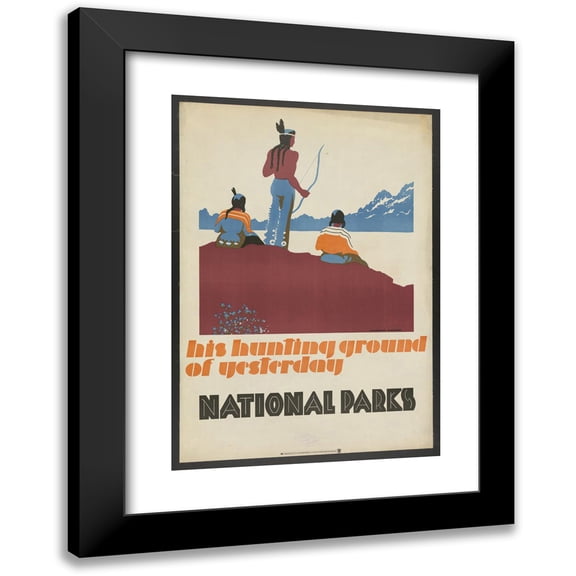 Dorothy Waugh 11x14 Black Modern Framed Museum Art Print Titled - His Hunting Ground of Yesterday, National Parks (1930)