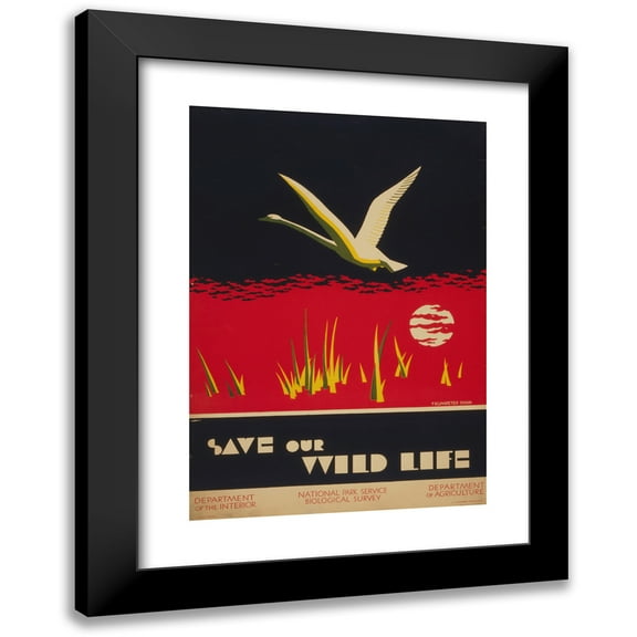 Dorothy Waugh 11x14 Black Modern Framed Museum Art Print Titled - Save Our Wild Life (1930-1940)