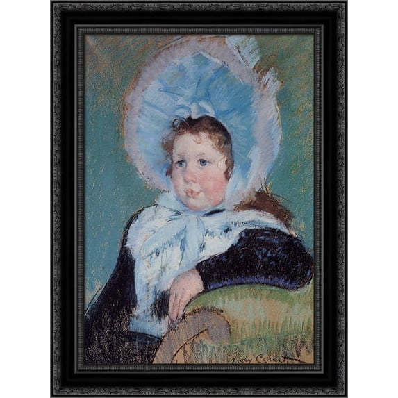 Dorothy in a Very Large Bonnet and a Dark Coat 20x24 Black Ornate Wood Framed Canvas Art by Cassatt, Mary,