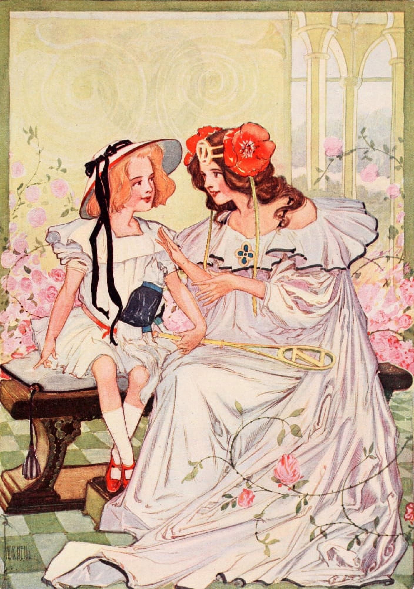Dorothy & the Wizard in Oz 1908 Dorothy & Ozma Canvas Art - John R Neill (18 x 24)