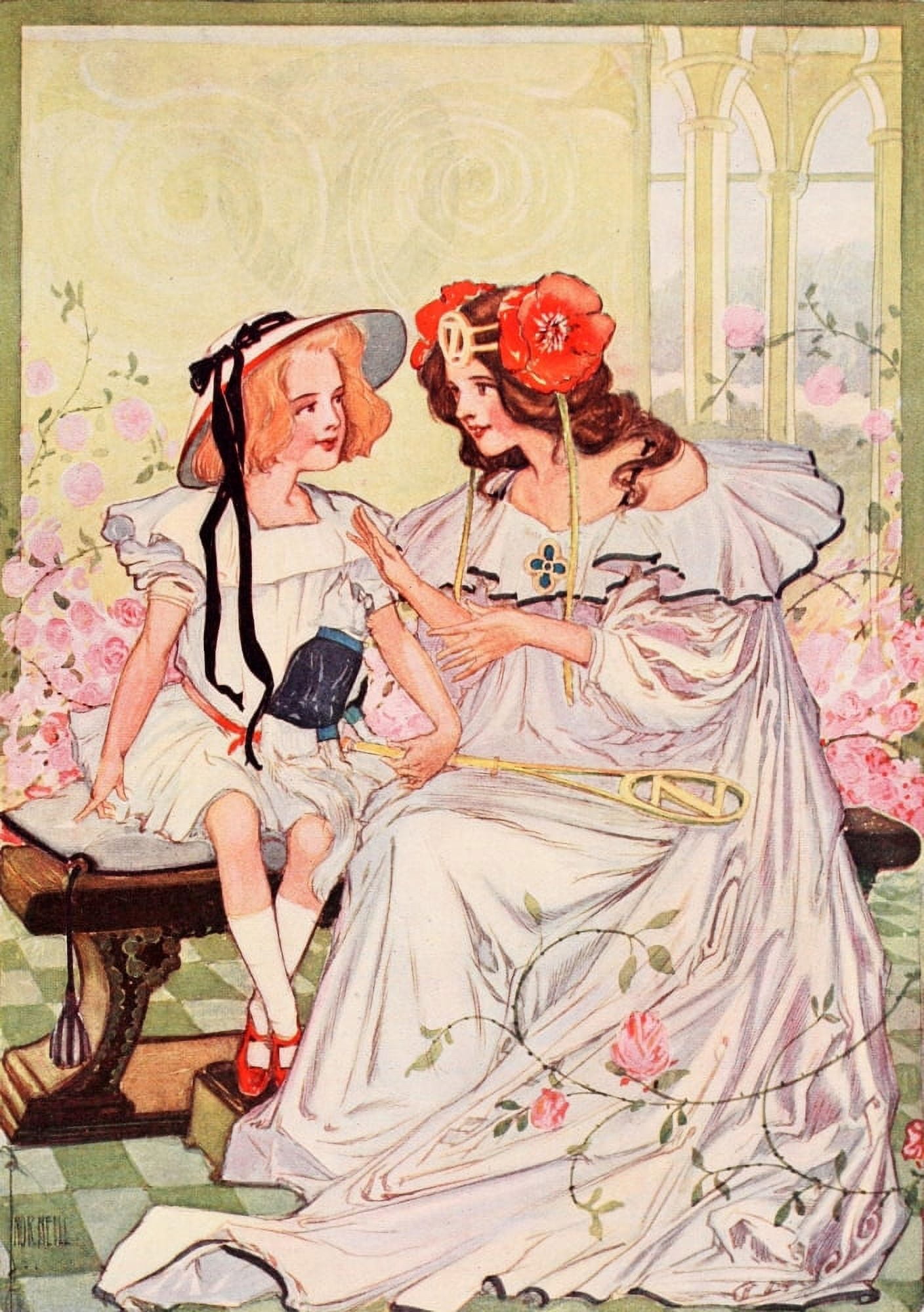Dorothy & the Wizard in Oz 1908 Dorothy & Ozma Canvas Art - John R Neill (24 x 36)