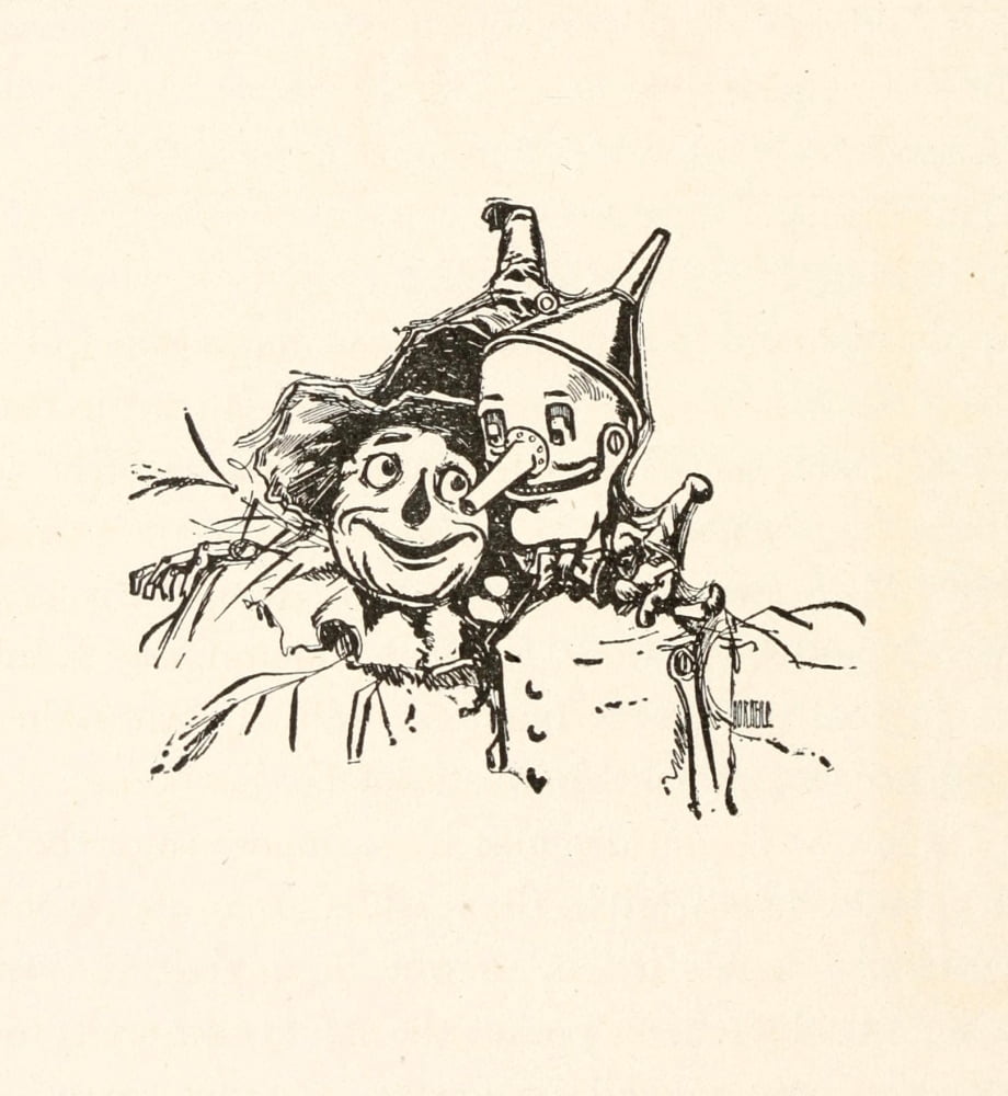 Dorothy & the Wizard in Oz 1908 Scarecrow & the Tin Woodman Canvas Art - John R Neill (24 x 36)