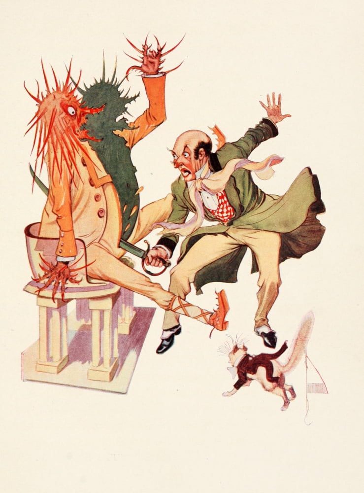 Dorothy & the Wizard in Oz 1908 The Wizard cut the sorcerer in 2 Canvas Art - John R Neill (24 x 36)