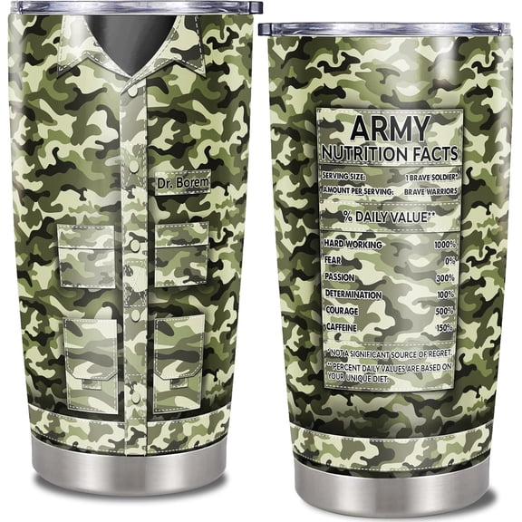 Dorris Personalized Army Coffee Tumbler With Lid Us Veteran Vacuum Tumblers Insulated Cup Stainless Steel 20oz 30oz Patriotic Themed Gift For Retired Dad On Military Veterans Day
