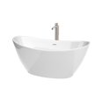 thumbnail image 1 of Wyndham Collection WCBTE652060SWATPBN 60 in. Dorrit Freestanding Bathtub with Trim & Floor Mounted Faucet - White, Shiny White & Brushed Nickel, 1 of 8