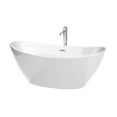 thumbnail image 1 of Wyndham Collection WCBTE652066ATP11PC 66 in. Dorrit Freestanding Bathtub in White with Floor Mounted Faucet, Drain & Overflow Trim in Polished Chrome, 1 of 8