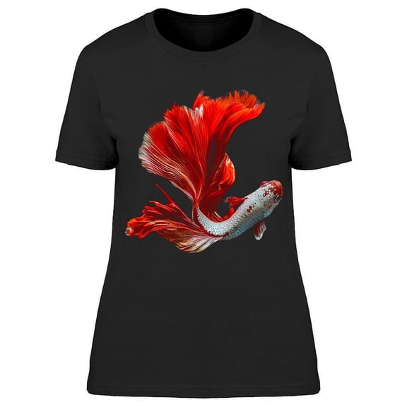 Dorsal View Rosetail Red Betta T-Shirt Women -Image by Shutterstock, Female Small