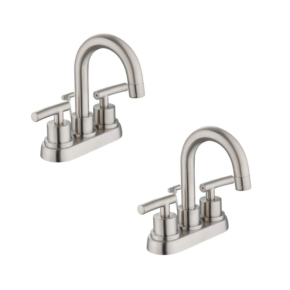 Dorset 4 in. Centerset 2-Handle High-Arc Bathroom Faucet in Brushed Nickel Dorset 4 in. Centerset 2-Handle High-Arc Bathroom Faucet in Brushed Nickel
