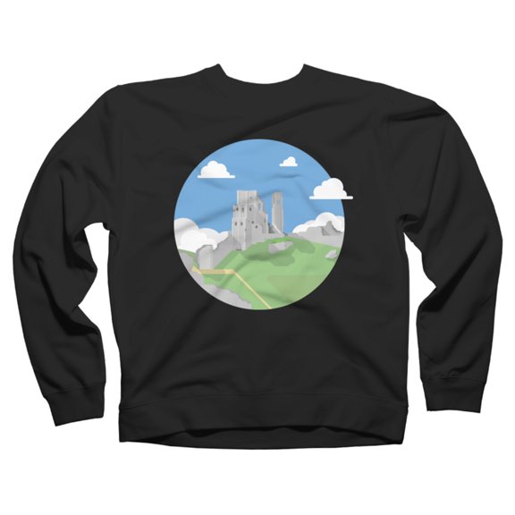 Dorset - Corfe Castle Black Graphic Crew Neck Sweatshirt - Design By Humans  2XL
