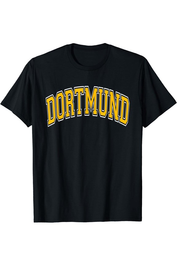 Dortmund Germany Varsity Stylee Amber Text T-Shirt , Vintage T-Shirt
