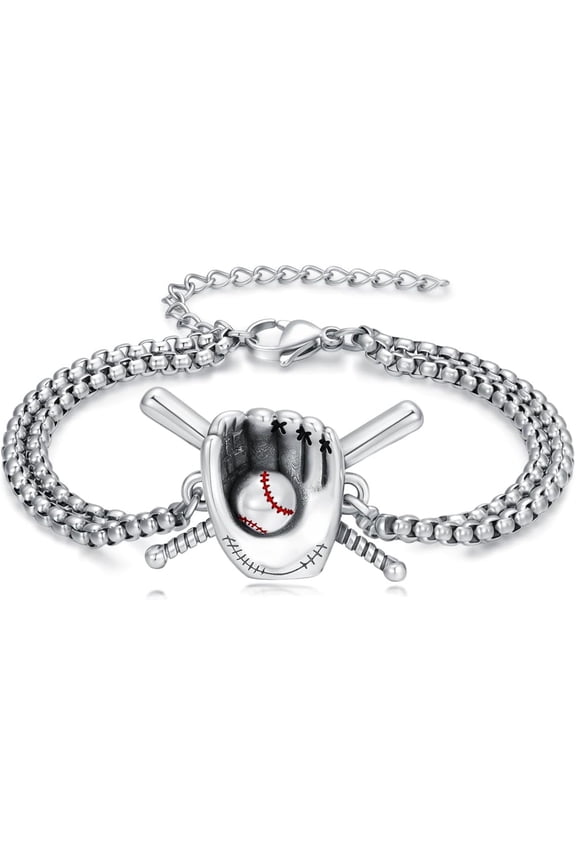 Baseball Bracelet for Men 925 Sterling Silver Baseball Gifts Sports Jewelry with I Can Do All Things Inspirational Bible Verses