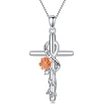 thumbnail image 1 of Dorunmo Cross Necklace 925 Sterling Silver Chrysanthemum Necklace November Birthday Jewelry Gifts Birth Flower Floral Pendant for Women Mom, 1 of 6