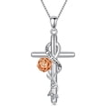 thumbnail image 1 of Dorunmo Cross Necklace 925 Sterling Silver Peony Necklace September Birthday Jewelry Gifts Birth Flower Floral Pendant for Women Mom, 1 of 6