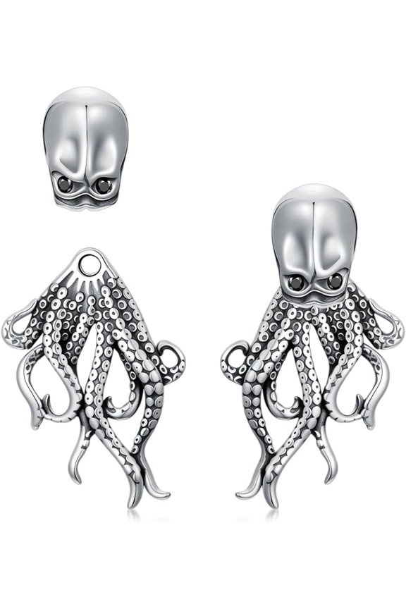 Devil Octopus Earrings 925 Sterling Silver Tentacle Earrings Octopus Earrings