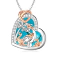 thumbnail image 1 of Dorunmo Dinosaur Necklace for Women 925 Sterling Silver Mother and 4 Daughters Sons Necklace Dino Jewelry Gifts for Mom (4 Cubs, Turquoise), 1 of 6