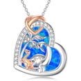 thumbnail image 1 of Dorunmo Dinosaur Necklace for Women 925 Sterling Silver Mother and Daughter Son Necklace Dino Jewelry Gifts for Mom (1 Cub, Blue Opal), 1 of 6