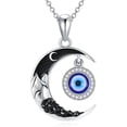 thumbnail image 1 of Dorunmo Evil Eye Necklace 925 Sterling Silver Evil Eye Pendant with Black Crescent Moon Necklace Protection Jewelry Amulet Gifts for women, 1 of 6