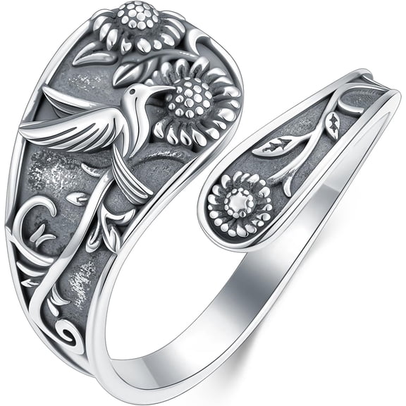 Dorunmo Hummingbird Spoon Ring 925 Sterling Silver Hummingbird Jewelry for Women