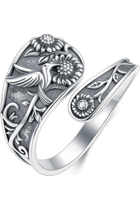 Hummingbird Spoon Ring 925 Sterling Silver Hummingbird Jewelry for Women