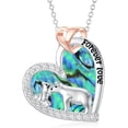 thumbnail image 1 of Dorunmo Mama Bear Necklace with 1 Cub 925 Sterling Silver Polar Bear Love Heart Pendant Mothers Day Jewelry Gifts for Women Mother (Abalone Shell), 1 of 6