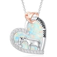 thumbnail image 1 of Dorunmo Mama Bear Necklace with 1 Cub 925 Sterling Silver Polar Bear Love Heart Pendant Mothers Day Jewelry Gifts for Women Mother (Opal), 1 of 6
