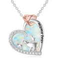 thumbnail image 1 of Dorunmo Mama Bear Necklace with 2 Cubs 925 Sterling Silver Polar Bear Love Heart Pendant Mothers Day Jewelry Gifts for Women Mother (Opal), 1 of 6