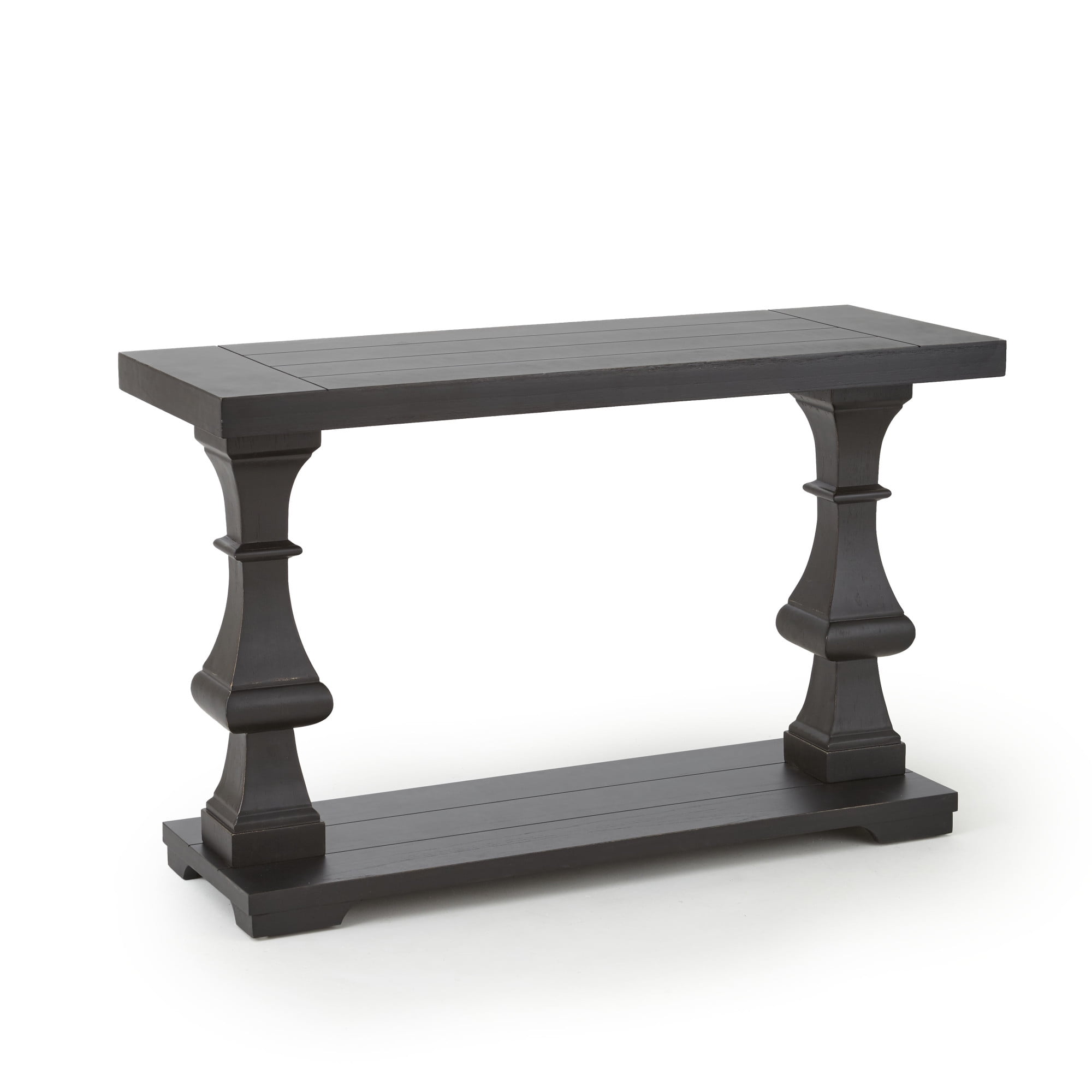 Dory Ebony Plank-Top Double Pedestal Sofa Table